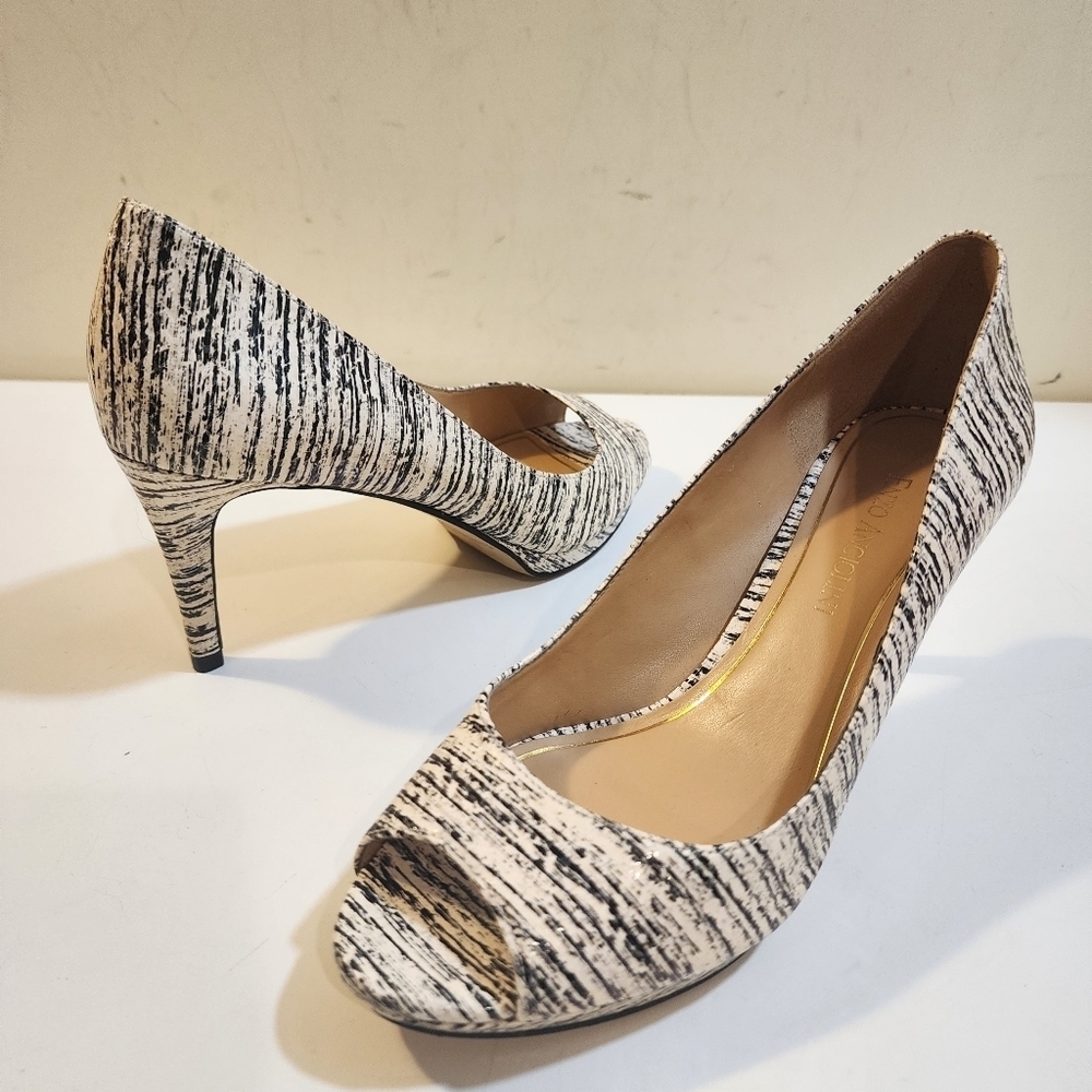 Enzo Angiolini Eagelabelle Open Toe Leather Heels size 7M